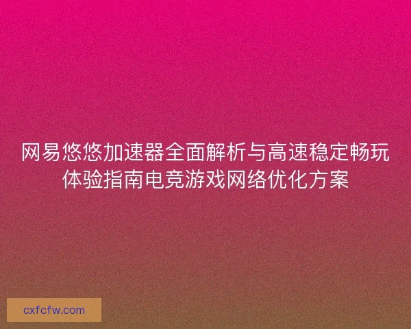 网易悠悠加速器全面解析与高速稳定畅玩体验指南电竞游戏网络优化方案