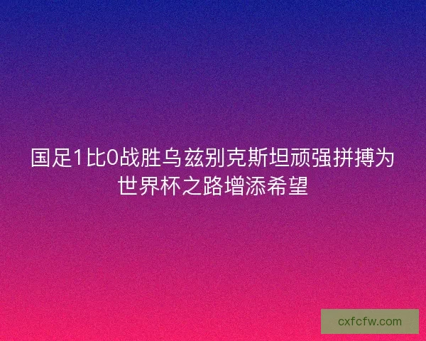 国足1比0战胜乌兹别克斯坦顽强拼搏为世界杯之路增添希望
