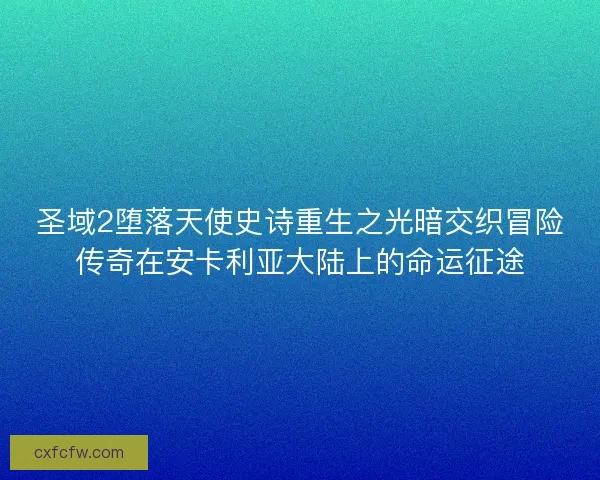 圣域2堕落天使史诗重生之光暗交织冒险传奇在安卡利亚大陆上的命运征途